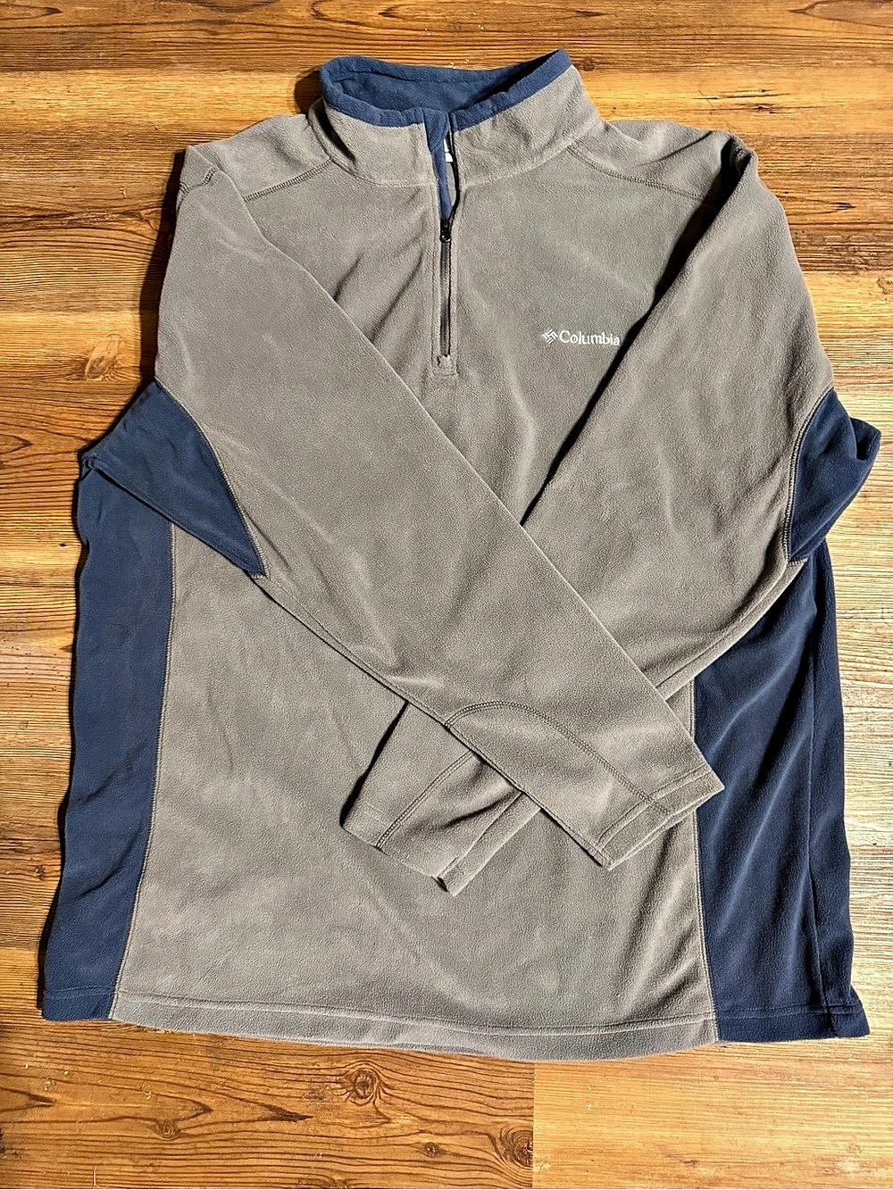 Columbia Quarter-Zip Pullover in Gray & Blue Size XXL